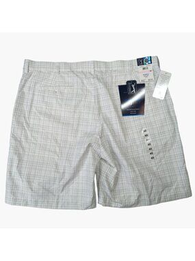 PGA Tour Mens Size 40 Clubhouse Golf Shorts White Plaid Easy Care New